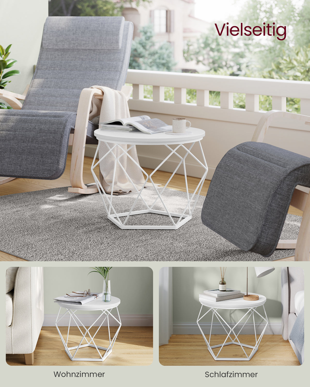 Ronde Salontafels met Geometrisch Metalen Frame, Set van 2