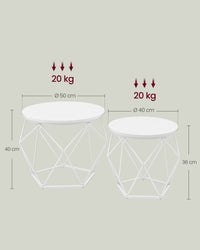 Ronde Salontafels met Geometrisch Metalen Frame, Set van 2