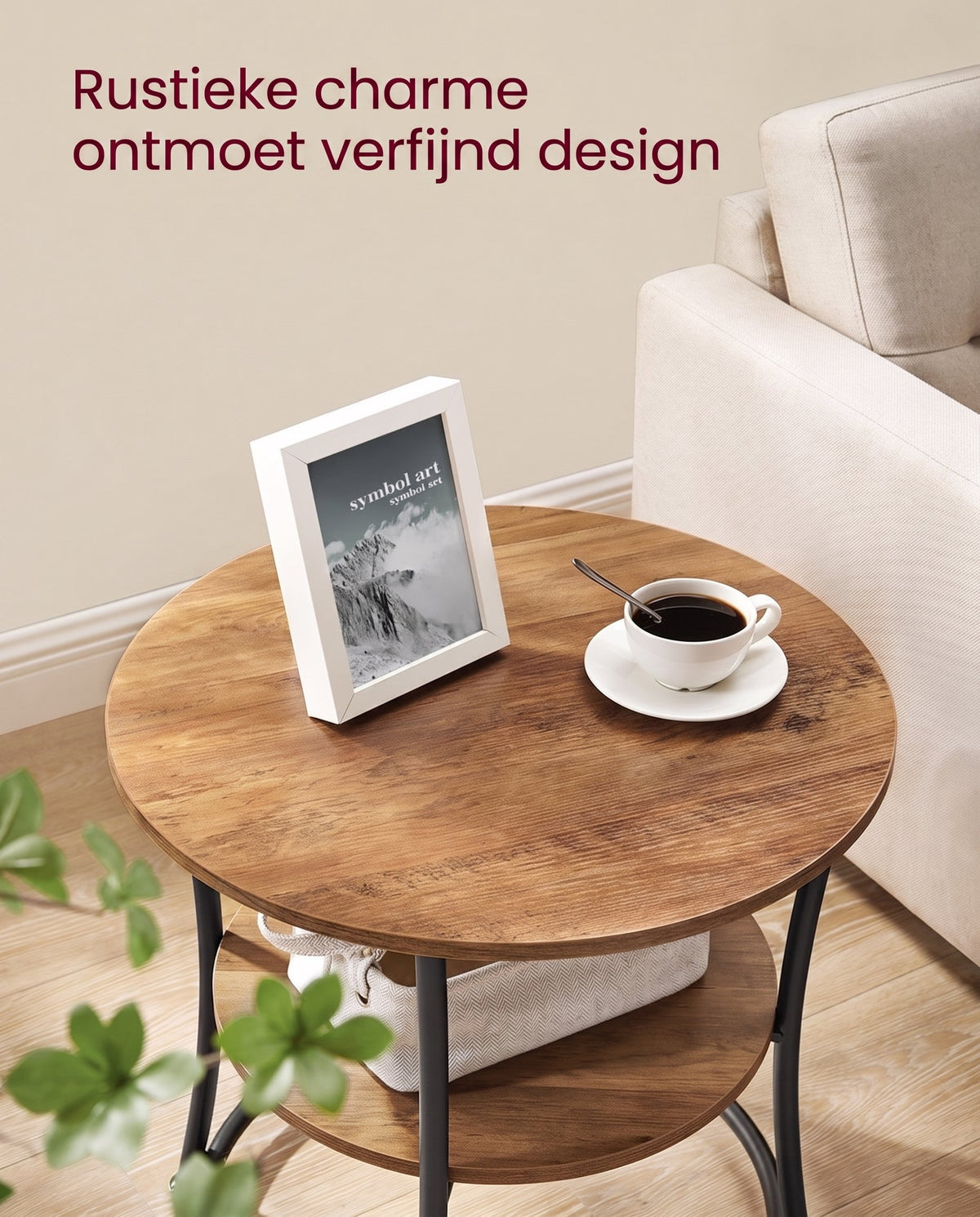 Ronde Salontafel met Onderplank en Stalen Frame, Ø 55 cm