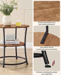 Ronde Salontafel met Onderplank en Stalen Frame, Ø 55 cm
