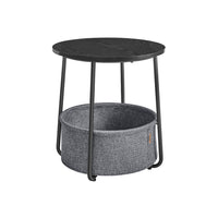Ronde Bijzettafel met Stoffen Mand, Ø 45 x 50 cm