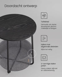 Ronde Bijzettafel met Stoffen Mand, Ø 45 x 50 cm