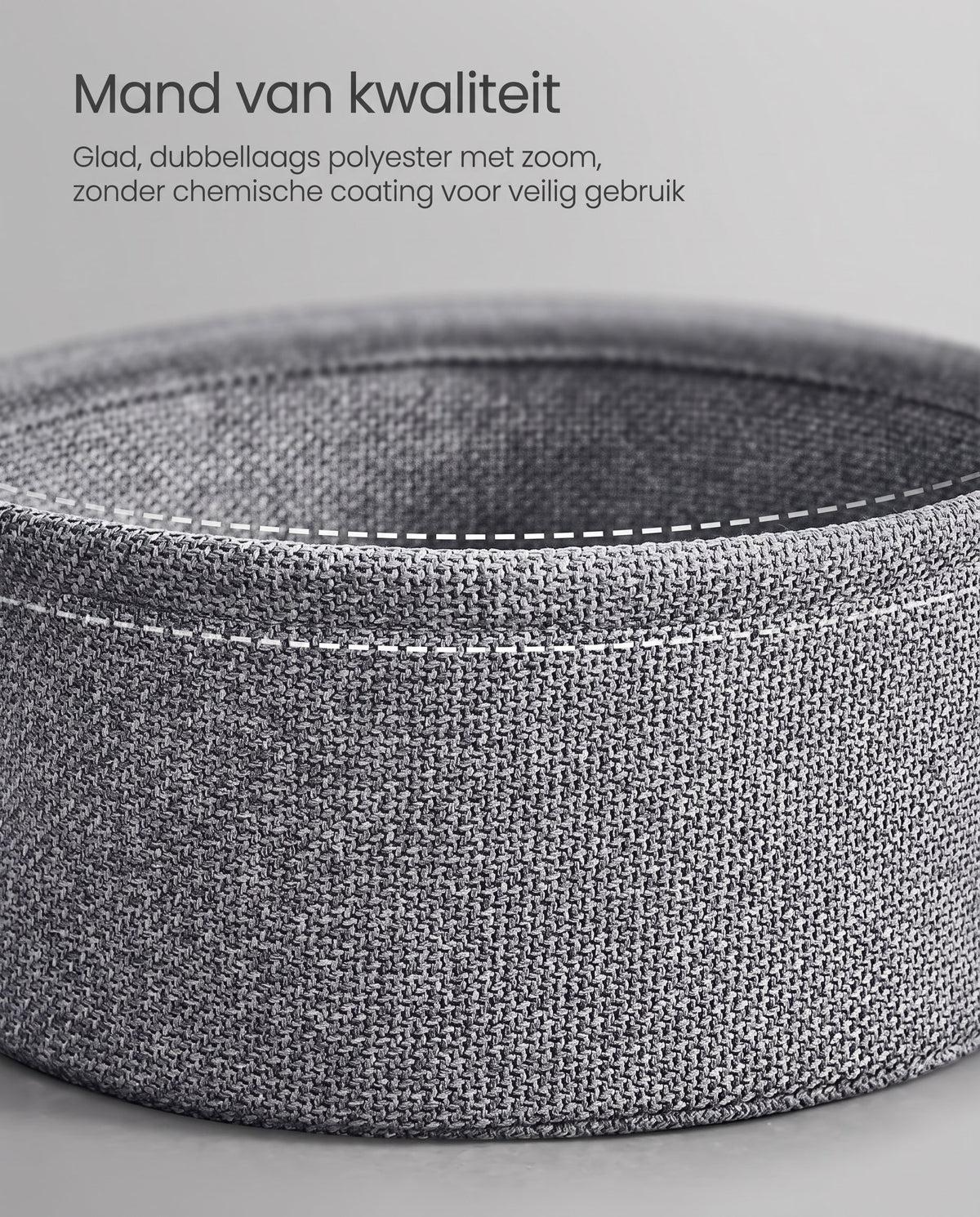 Ronde Bijzettafel met Stoffen Mand, Ø 45 x 50 cm