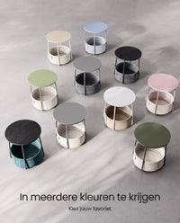 Ronde Bijzettafel met Stoffen Mand, Ø 45 x 50 cm