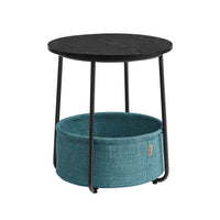 Ronde Bijzettafel met Stoffen Mand, Ø 45 x 50 cm