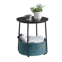 Ronde Bijzettafel met Stoffen Mand, Ø 45 x 50 cm