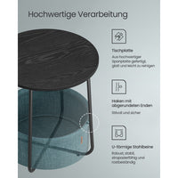 Ronde Bijzettafel met Stoffen Mand, Ø 45 x 50 cm
