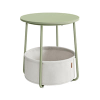 Ronde Bijzettafel met Stoffen Mand, Ø 45 x 50 cm