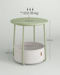 Ronde Bijzettafel met Stoffen Mand, Ø 45 x 50 cm