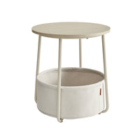 Ronde Bijzettafel met Stoffen Mand, Ø 45 x 50 cm