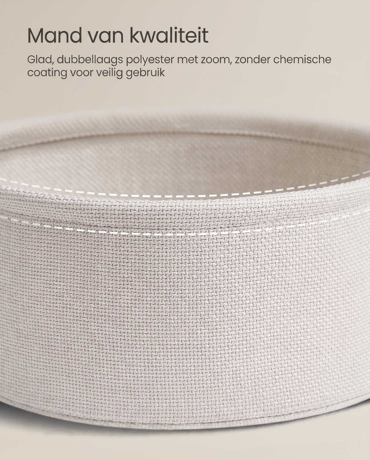 Ronde Bijzettafel met Stoffen Mand, Ø 45 x 50 cm