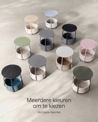 Ronde Bijzettafel met Stoffen Mand, Ø 45 x 50 cm