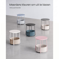 Ronde Bijzettafel met Stoffen Mand, Ø 45 x 50 cm
