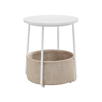 Ronde Bijzettafel met Stoffen Mand, Ø 45 x 50 cm