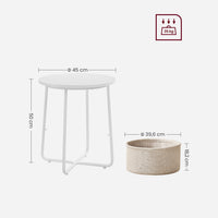 Ronde Bijzettafel met Stoffen Mand, Ø 45 x 50 cm