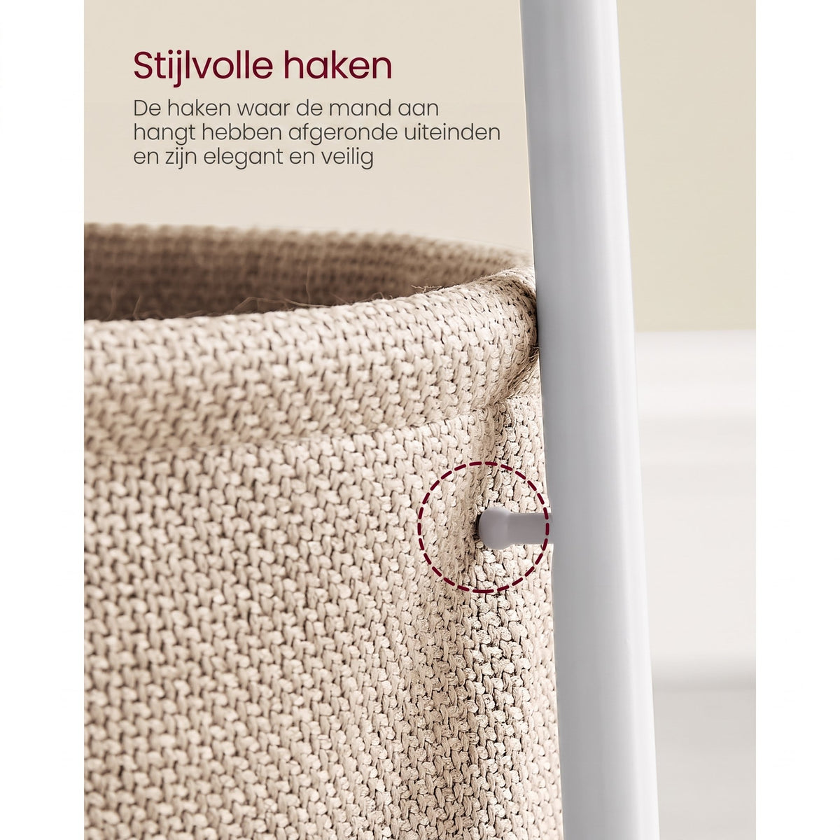 Ronde Bijzettafel met Stoffen Mand, Ø 45 x 50 cm