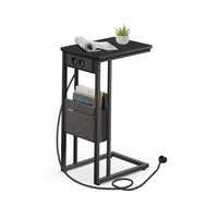 Bijzettafel in C-vorm met 2 Stopcontacten, 2 USB-poorten en Opbergtas, 30 x 40 x 62 cm