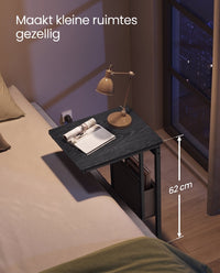 Bijzettafel in C-vorm met 2 Stopcontacten, 2 USB-poorten en Opbergtas, 30 x 40 x 62 cm