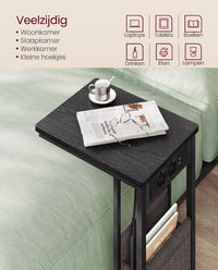 Bijzettafel in C-vorm met 2 Stopcontacten, 2 USB-poorten en Opbergtas, 30 x 40 x 62 cm