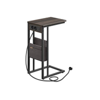 Bijzettafel in C-vorm met 2 Stopcontacten, 2 USB-poorten en Opbergtas, 30 x 40 x 62 cm