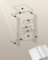 Bijzettafel in C-vorm met 2 Stopcontacten, 2 USB-poorten en Opbergtas, 30 x 40 x 62 cm