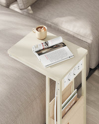 Bijzettafel in C-vorm met 2 Stopcontacten, 2 USB-poorten en Opbergtas, 30 x 40 x 62 cm