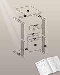 Bijzettafel in C-vorm met 2 Stopcontacten, 2 USB-poorten en Opbergtas, 30 x 40 x 62 cm