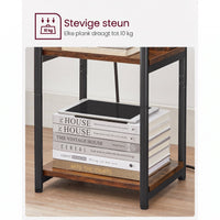 Smal Nachtkastje met Stopcontact, 2 USB-poorten en 3 Niveaus, 30 x 34 x 58 cm