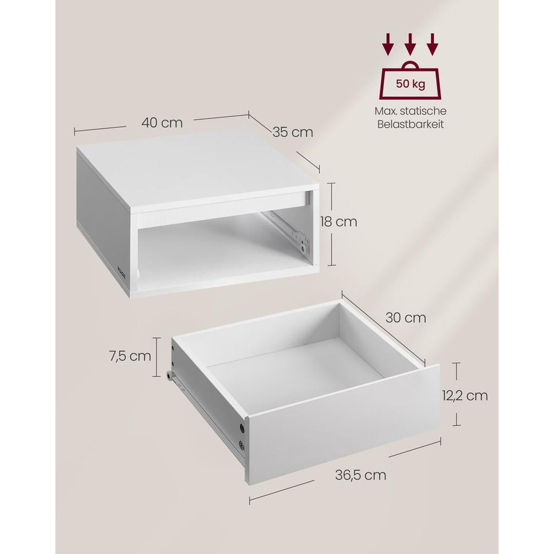 Hangend Nachtkastje Met Verlichting en Lade Voor Slaapkamer