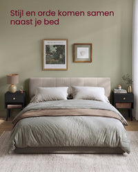Nachtkastje met Lade, Open Plank en Houten Poten, 28 x 39 x 55 cm
