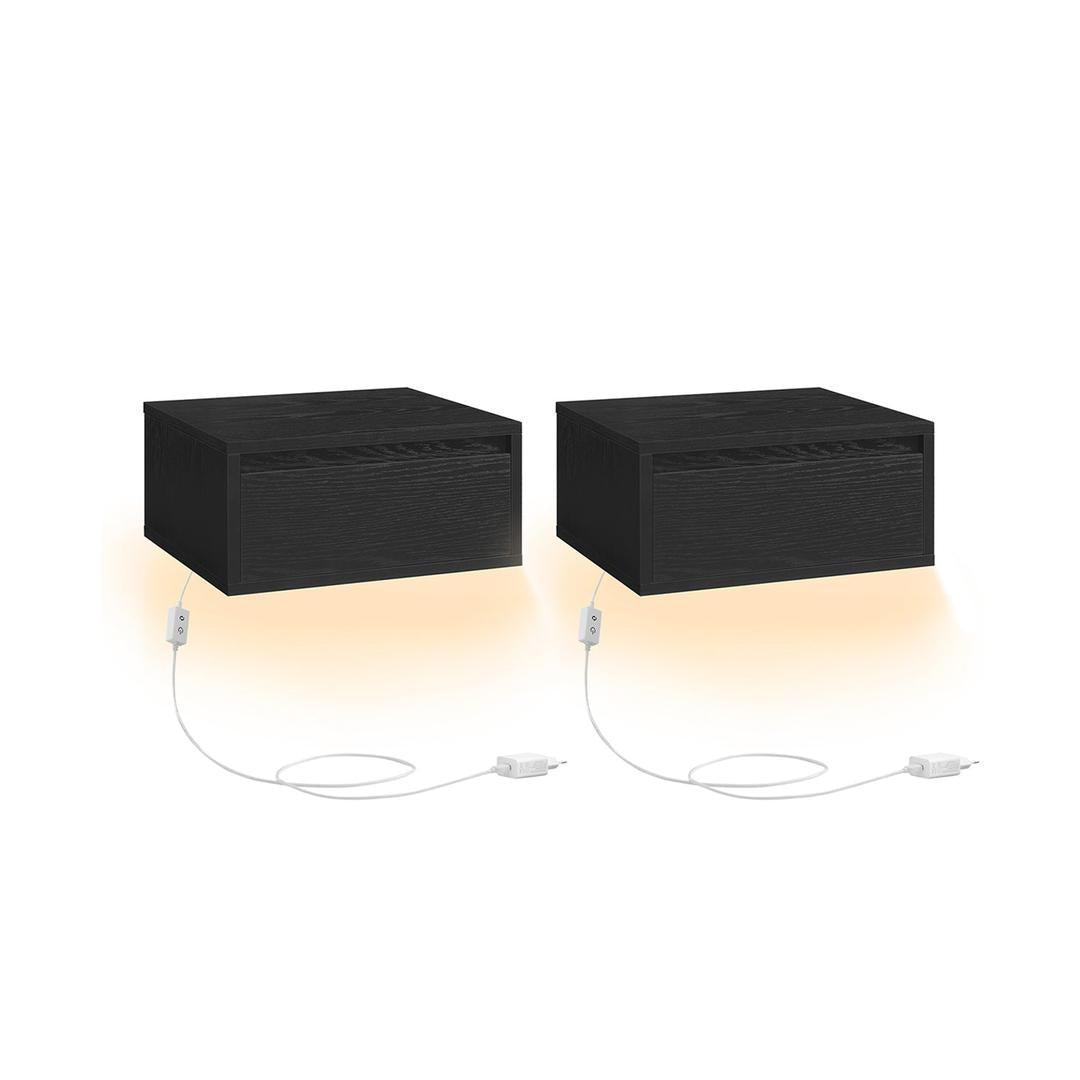 Hangend Nachtkastje Met Verlichting en Lade Voor Slaapkamer