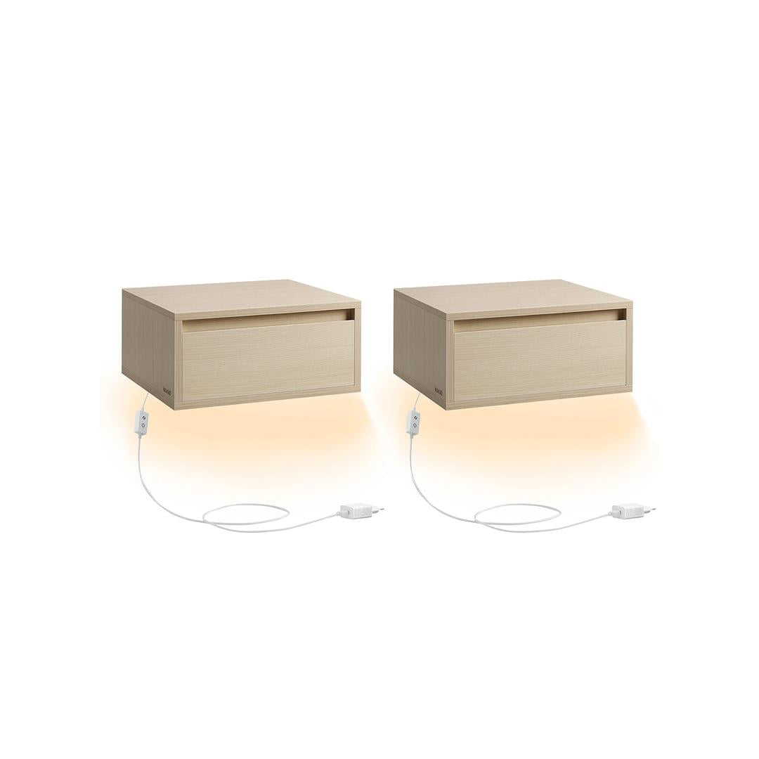 Hangend Nachtkastje Met Verlichting en Lade Voor Slaapkamer