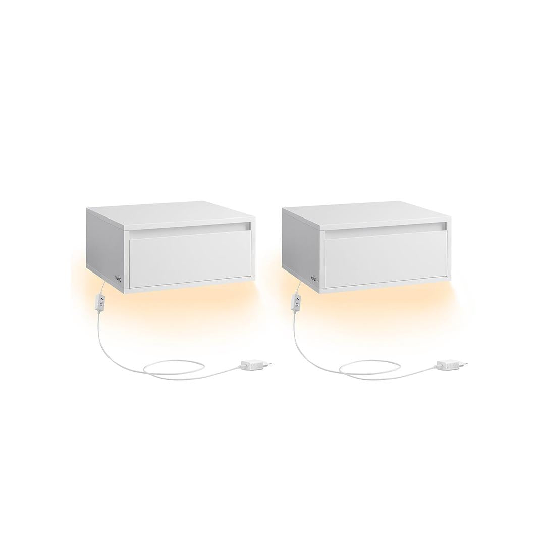 Hangend Nachtkastje Met Verlichting en Lade Voor Slaapkamer