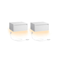 Hangend Nachtkastje Met Verlichting en Lade Voor Slaapkamer