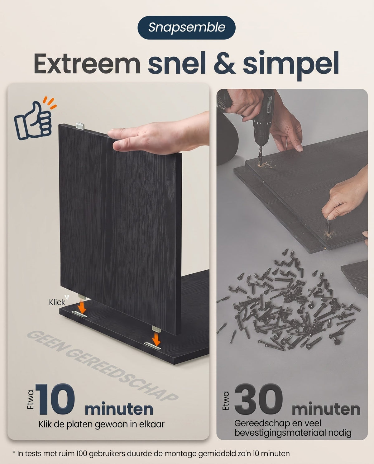 Nachtkastje zonder Gereedschap met Lade en 2 Open Vakken, 30 x 25 x 59,4 cm