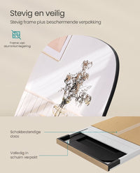 Staande Passpiegel met Afgeronde Hoeken en Aluminium Frame, 160 x 50 cm
