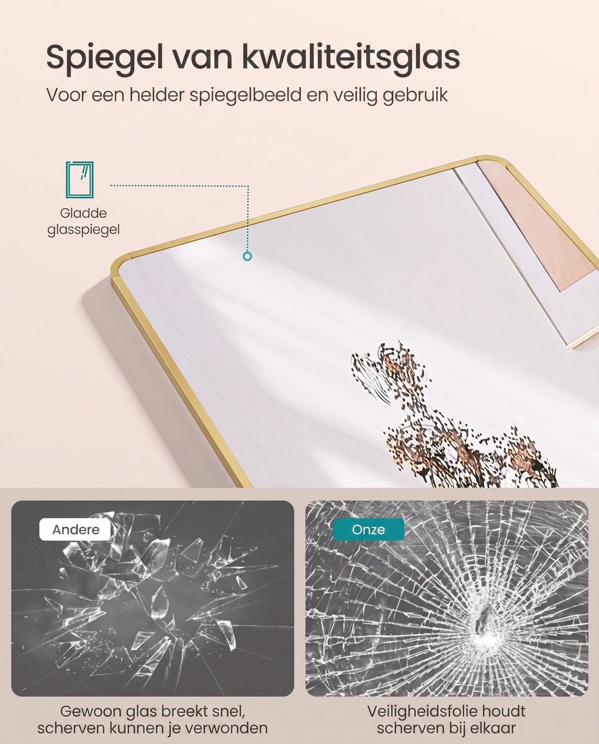 Staande Passpiegel met Rechthoekig Aluminium Frame
