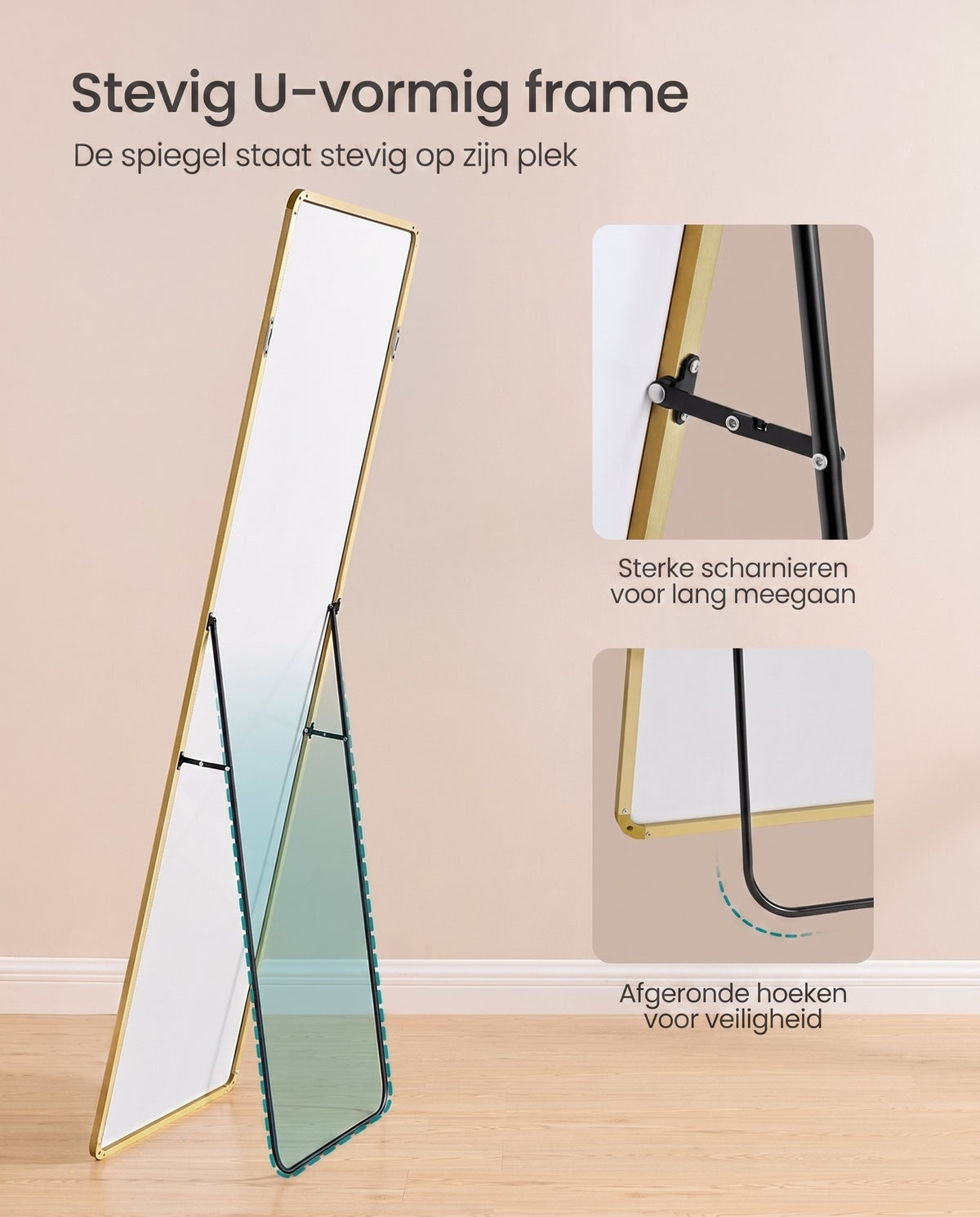 Staande Passpiegel met Rechthoekig Aluminium Frame