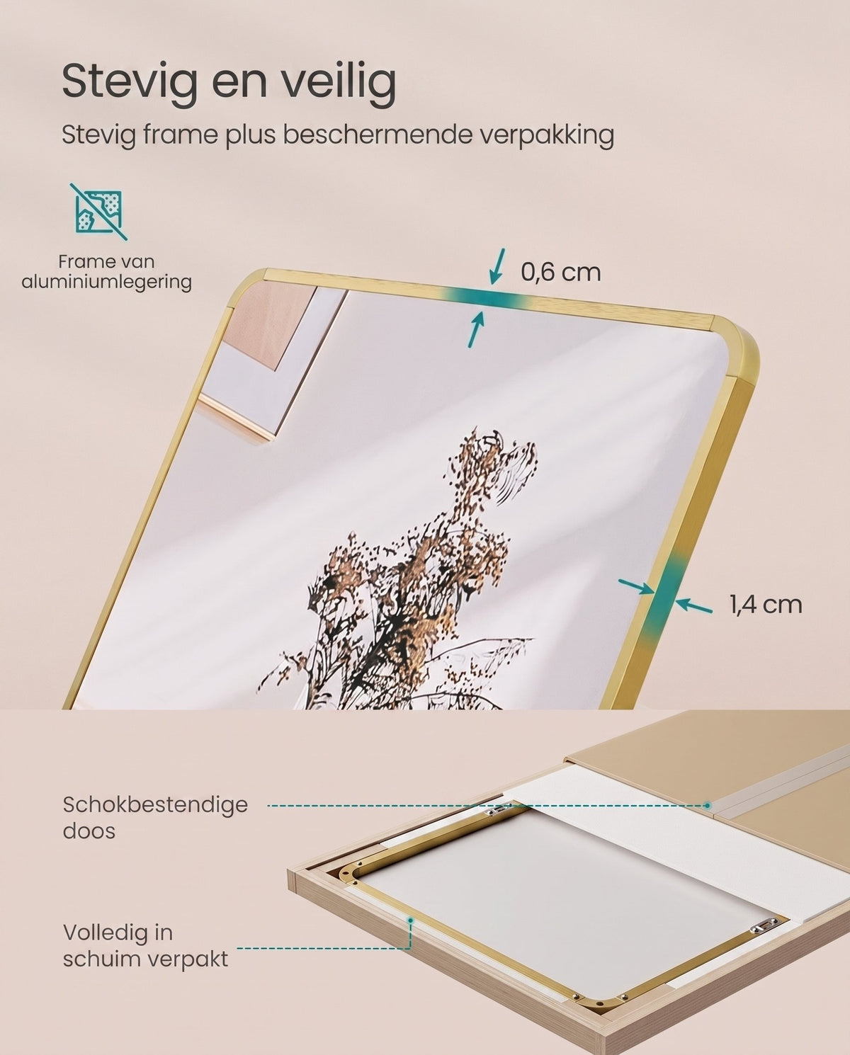 Staande Passpiegel met Rechthoekig Aluminium Frame