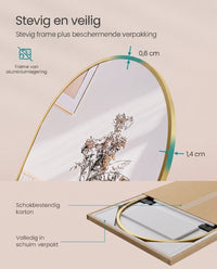 Staande Passpiegel met Gebogen Aluminium Frame en Gehard Glas
