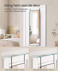 Passpiegel met Aluminium Frame voor Wand of Deur, 120 x 40 cm