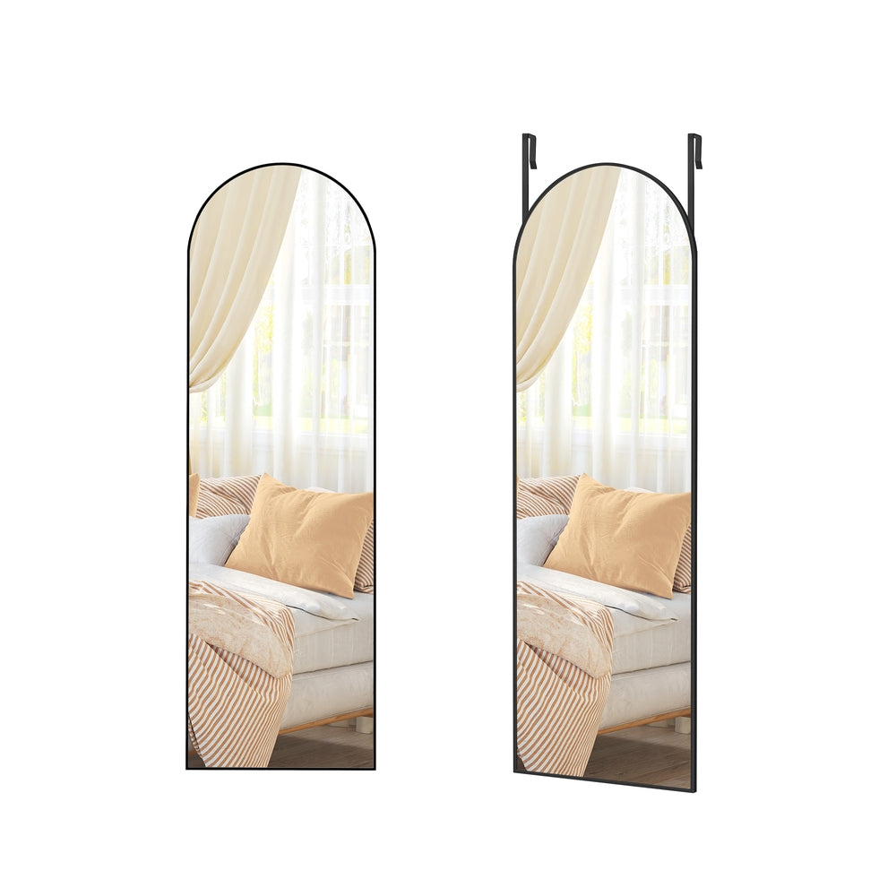 Passpiegel met Gebogen Aluminium Frame voor Wand of Deur, 120 x 40 cm