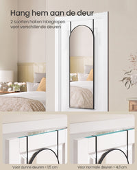 Passpiegel met Gebogen Aluminium Frame voor Wand of Deur, 120 x 40 cm