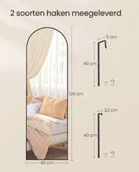 Passpiegel met Gebogen Aluminium Frame voor Wand of Deur, 120 x 40 cm