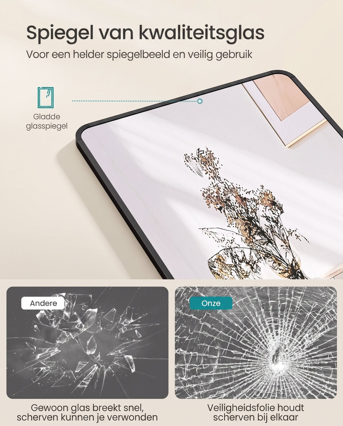 Staande Passpiegel met Rechthoekig Aluminium Frame