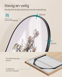 Staande Passpiegel met Gebogen Aluminium Frame en Gehard Glas