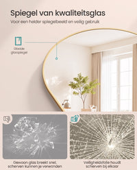 Staande Passpiegel met Gebogen Aluminium Frame en Gehard Glas