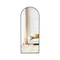 Staande Passpiegel met Gebogen Aluminium Frame en Gehard Glas