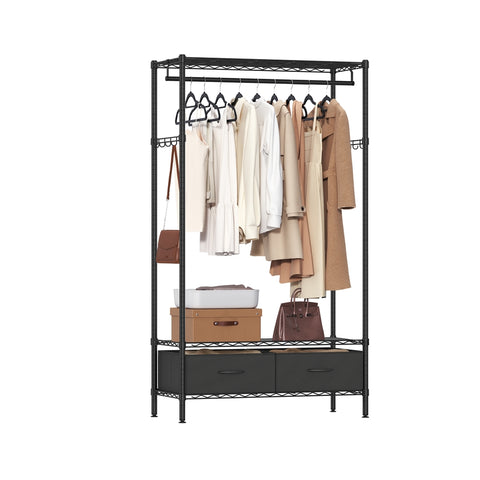 Open Kledingrek met 2 Lades, 2 Planken en 8 Haken, 40 x 90 x 180 cm
