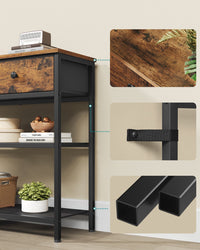 Consoletafel met 3 Stoffen Lades en 2 Roosterplanken, 98,8 cm